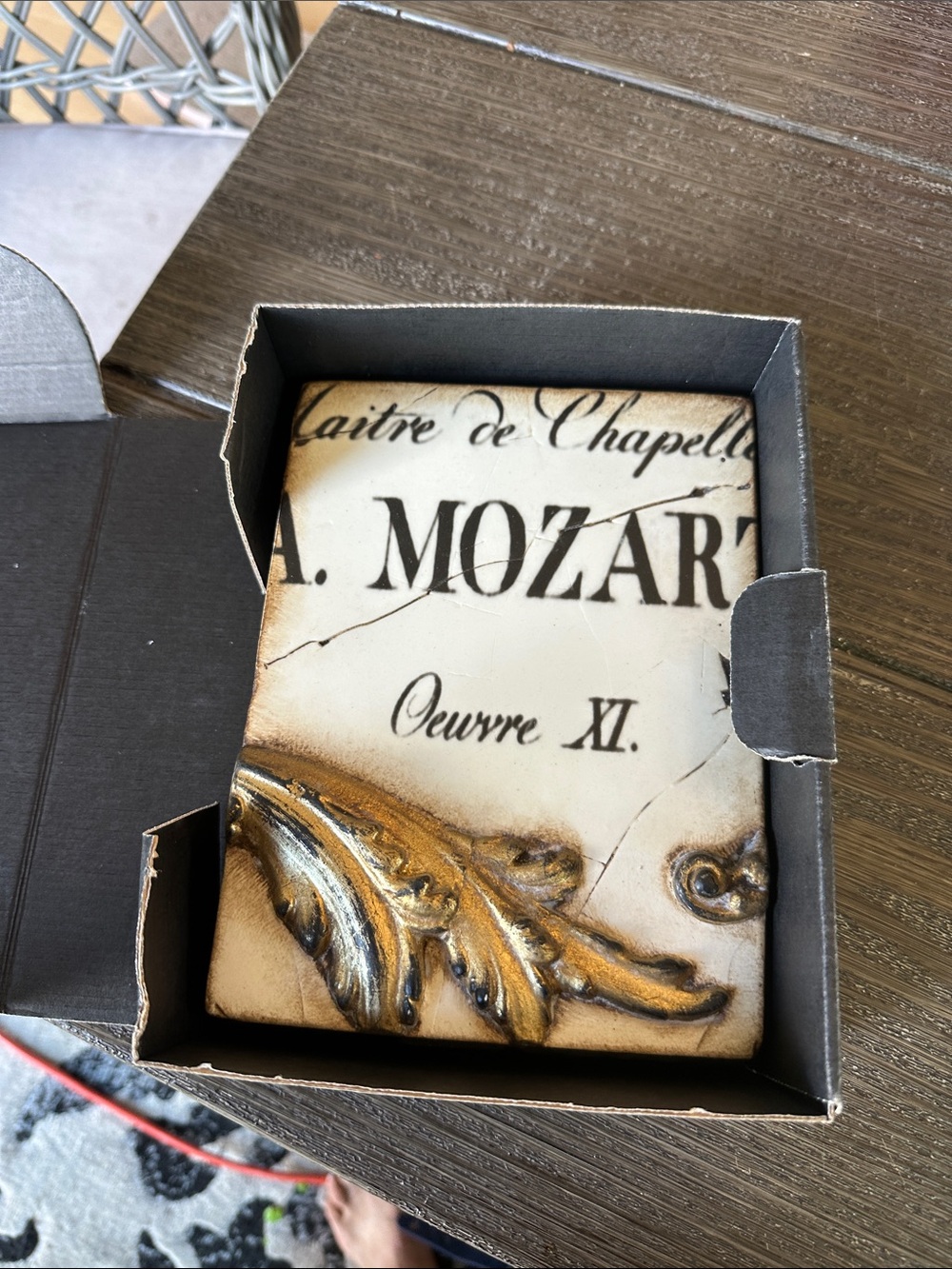 Mozart and Sid dickens NIB- Cream and Gold Accent Mozart T-142 6x8